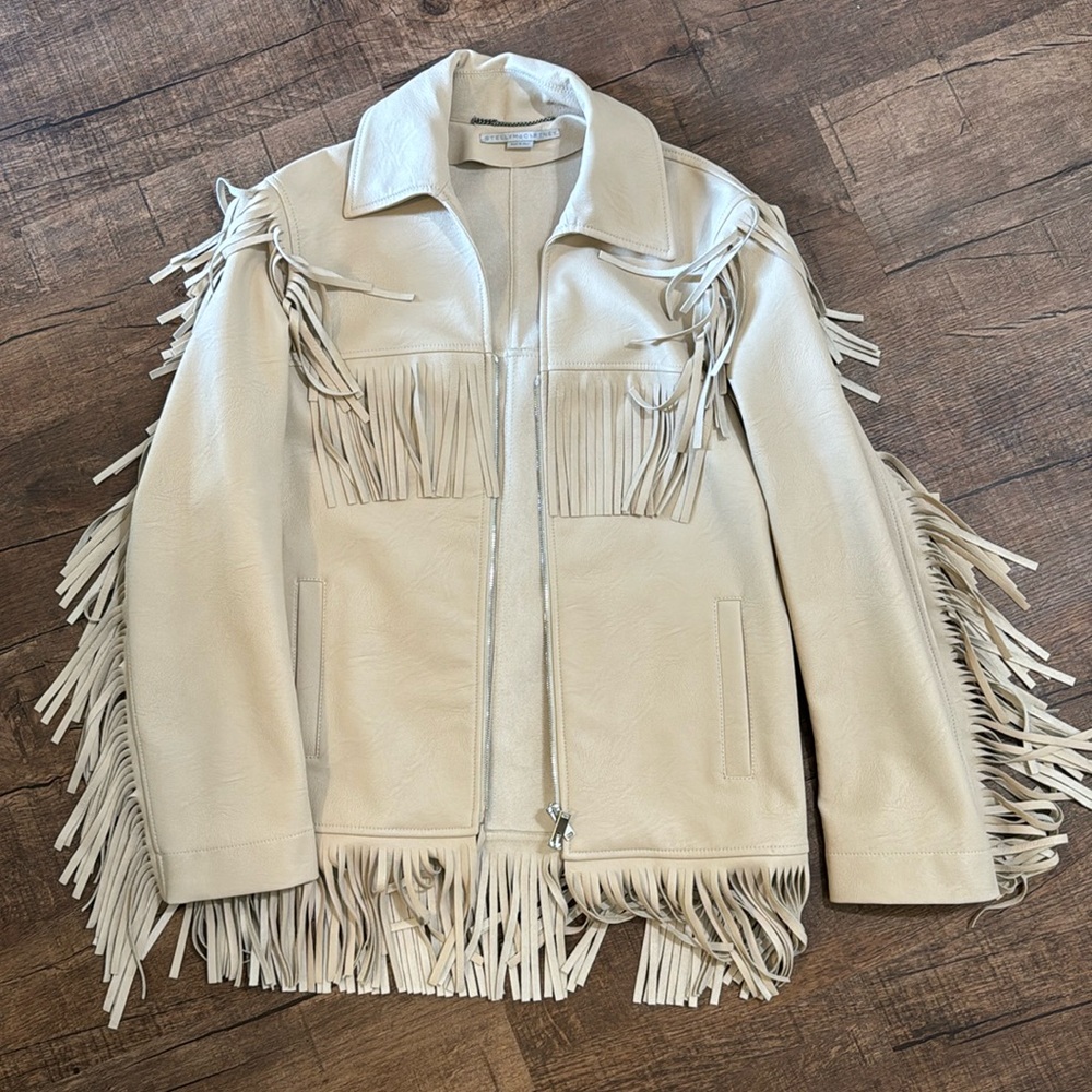 STELLA MCCARTNEY Vegan Leather Fringe Bone Western Jacket